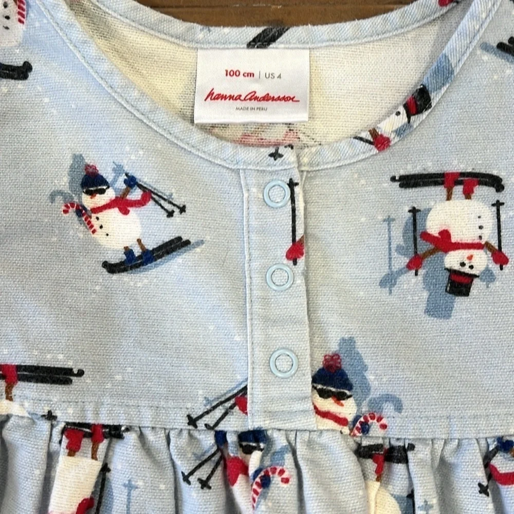 Hanna andersson snowman flannel ruffled nightgown